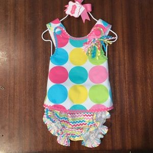 Mud pie Pinafore & Bloomer Set “I’m One” 12-18 months Birthday